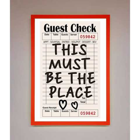 This Must Be The Place Beige Framed Wall Art - A3 (29.7 x 42 cm) / Neon Red - Framed Print
