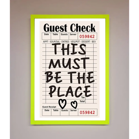 This Must Be The Place Beige Framed Wall Art - A3 (29.7 x 42 cm) / Neon Green - Framed Print