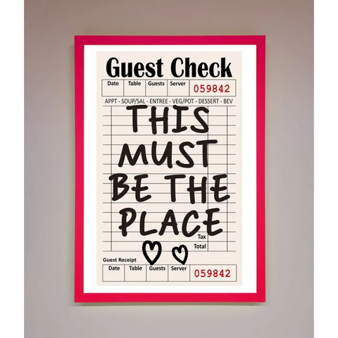 This Must Be The Place Beige Framed Wall Art - A3 (29.7 x 42 cm) / Neon Pink - Framed Print