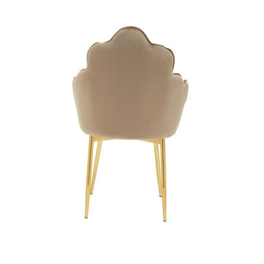 Beige tian mink velvet chair with soft mink velvet upholstery and stylish gold metal legs for cozy seating