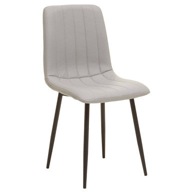 Modern light grey leather effect dining chair with sleek black metal legs from the tiana set of 4