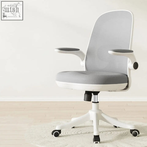 Modern ergonomic ticova office chair with white mesh back gray seat armrests and black caster wheels for office use