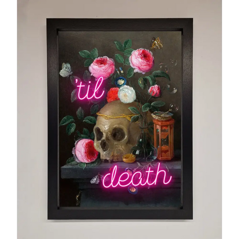 Til Death Skull Framed Wall Art - A3 (29.7 x 42 cm) / Black - Framed Print
