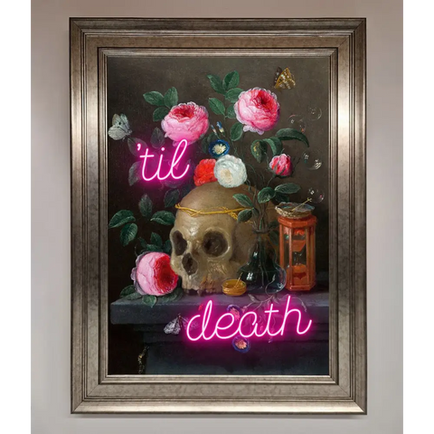 Til Death Skull Framed Wall Art - A3 (29.7 x 42 cm) / Silver - Framed Print