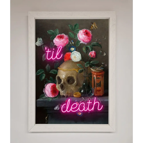 Til Death Skull Framed Wall Art - A3 (29.7 x 42 cm) / White - Framed Print