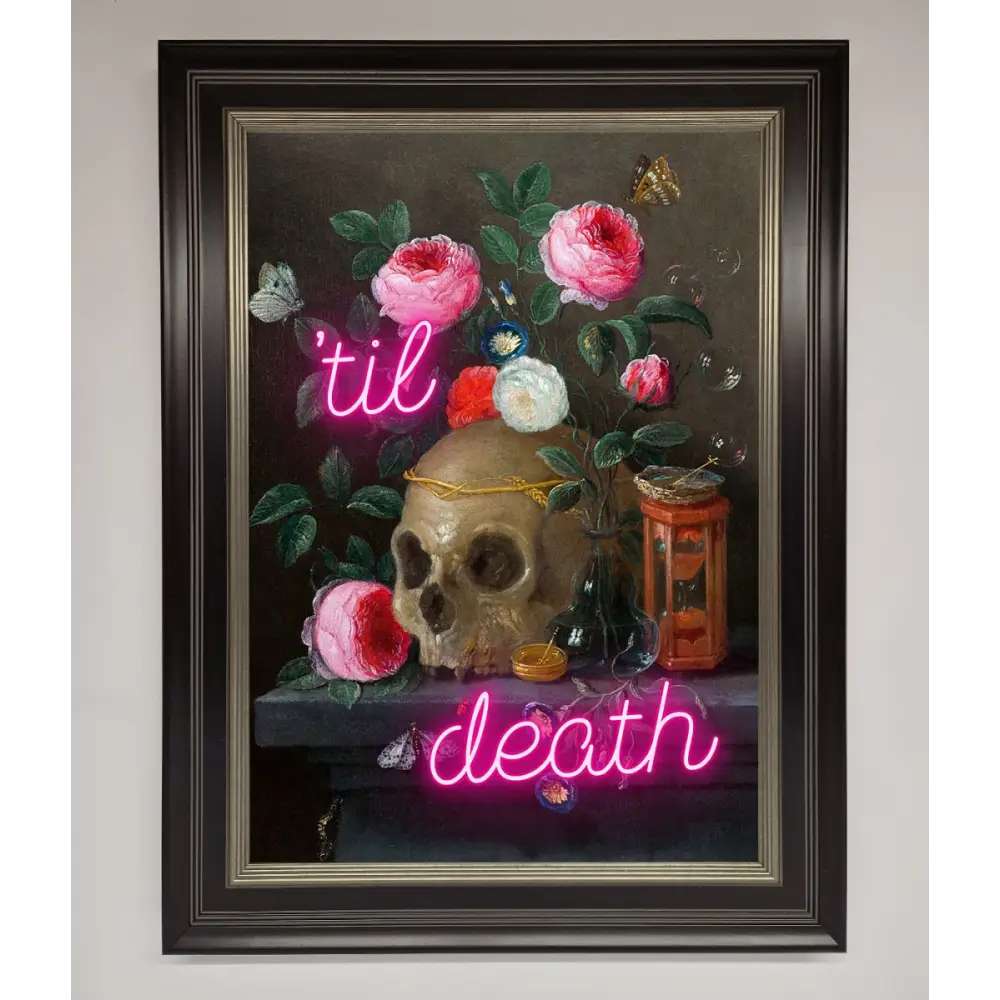 Til Death Skull Framed Wall Art - B0 (100 x 141 cm) / Black Silver - Framed Print