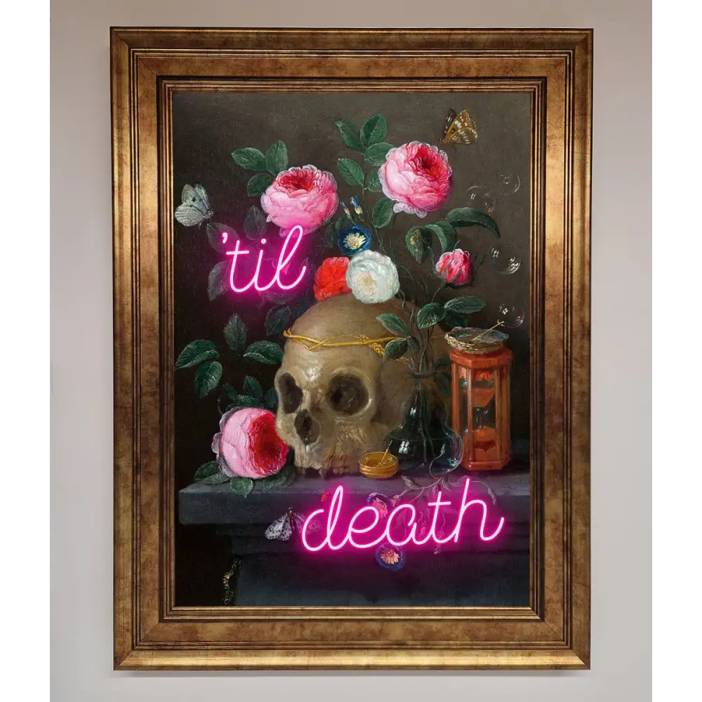 Til Death Skull Framed Wall Art - B0 (100 x 141 cm) / Bronze - Framed Print
