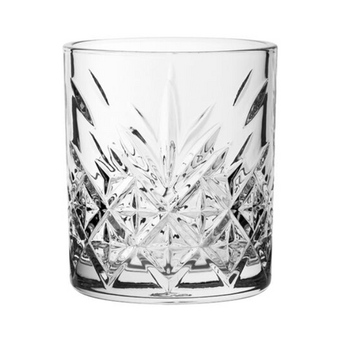Clear crystal cut whisky tumbler with intricate diamond-cut patterns perfect for timeless whiskey serving set of 6