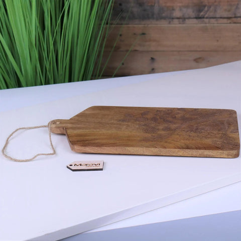 Tingda mini serving board 30cm rustic medium brown wooden board with natural grain and hanging rope loop