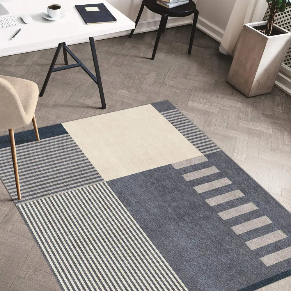 Tokyo Geo Blocks Blue Rug - 120X160 cm - Rugs