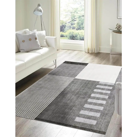 Tokyo Geo Blocks Grey Rug - 120X160 cm - Rugs