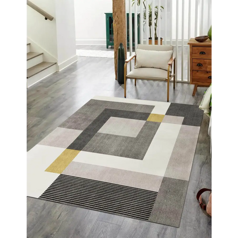 Tokyo Geo Blocks Ochre/Grey Rug - 120X160 cm - Rugs