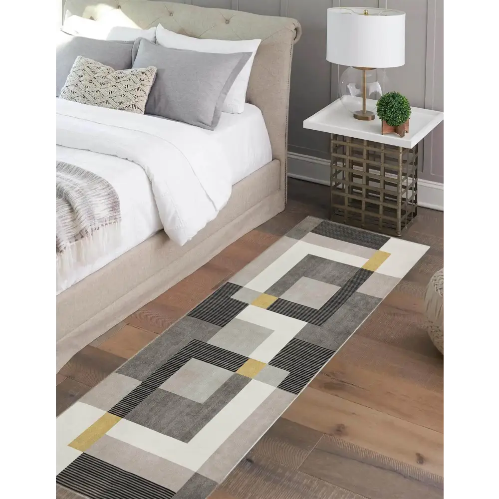 Tokyo Geo Blocks Ochre/Grey Rug - 60X180 cm - Rugs