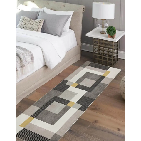 Tokyo Geo Blocks Ochre/Grey Rug - 60X180 cm - Rugs