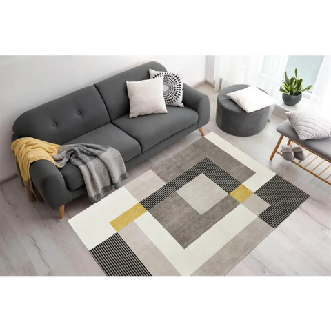 Tokyo Geo Blocks Ochre/Grey Rug - Rugs