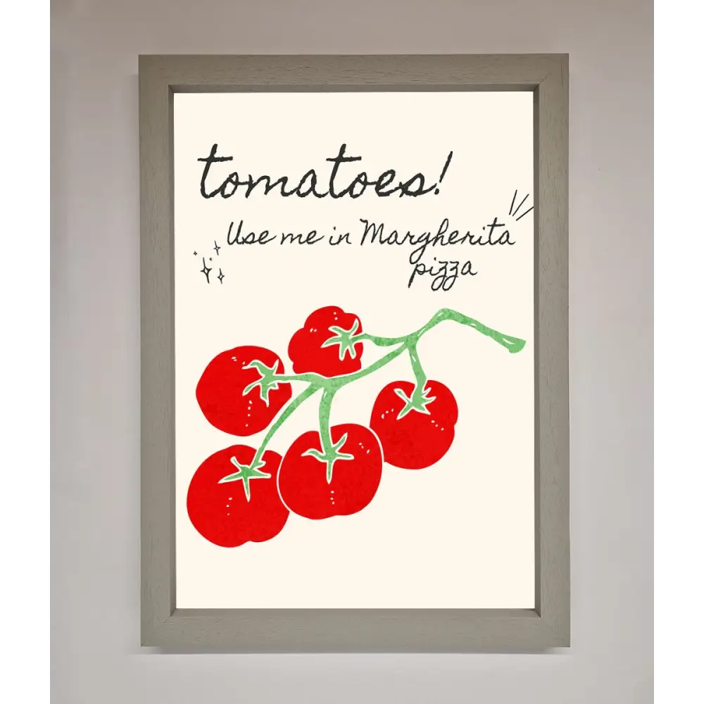 Tomatoes For Pizza Framed Poster - A3 (29.7 x 42 cm) / Grey - Framed Print