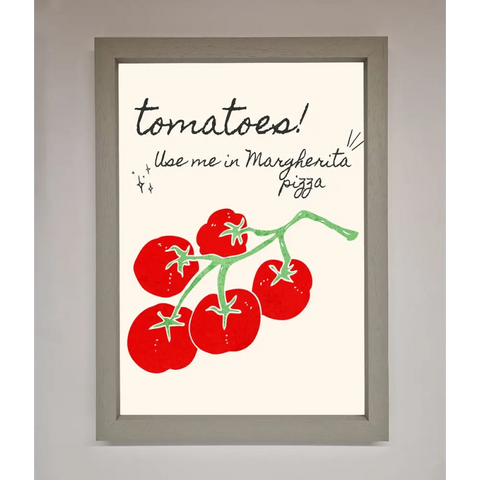 Tomatoes For Pizza Framed Poster - A3 (29.7 x 42 cm) / Grey - Framed Print
