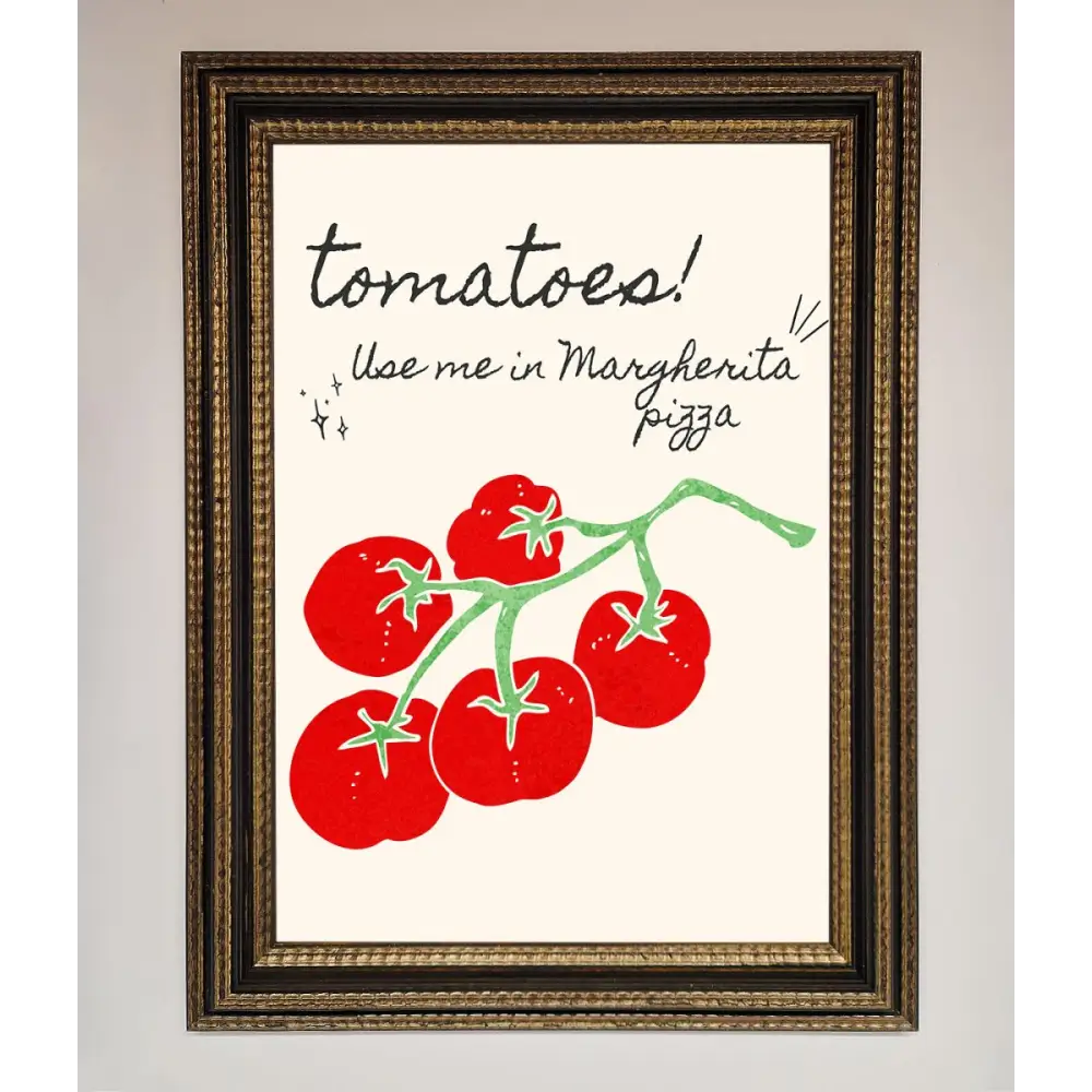 Tomatoes For Pizza Framed Poster - A3 (29.7 x 42 cm) / Ornate Gold Black - Framed Print