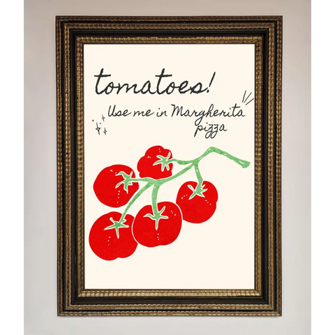 Tomatoes For Pizza Framed Poster - A3 (29.7 x 42 cm) / Ornate Gold Black - Framed Print