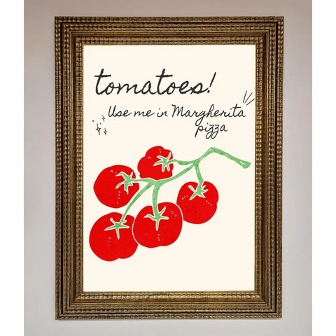 Tomatoes For Pizza Framed Poster - A3 (29.7 x 42 cm) / Ornate Gold - Framed Print