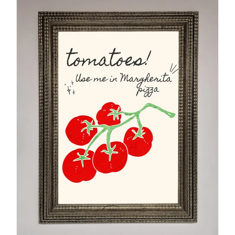 Tomatoes For Pizza Framed Poster - A3 (29.7 x 42 cm) / Ornate Silver - Framed Print