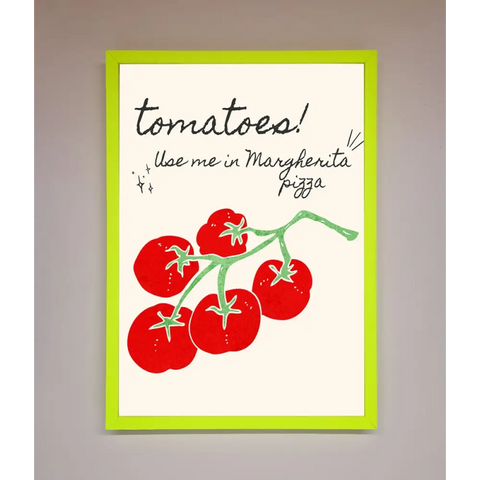 Tomatoes For Pizza Framed Poster - B0 (100 x 141 cm) / Neon Green - Framed Print
