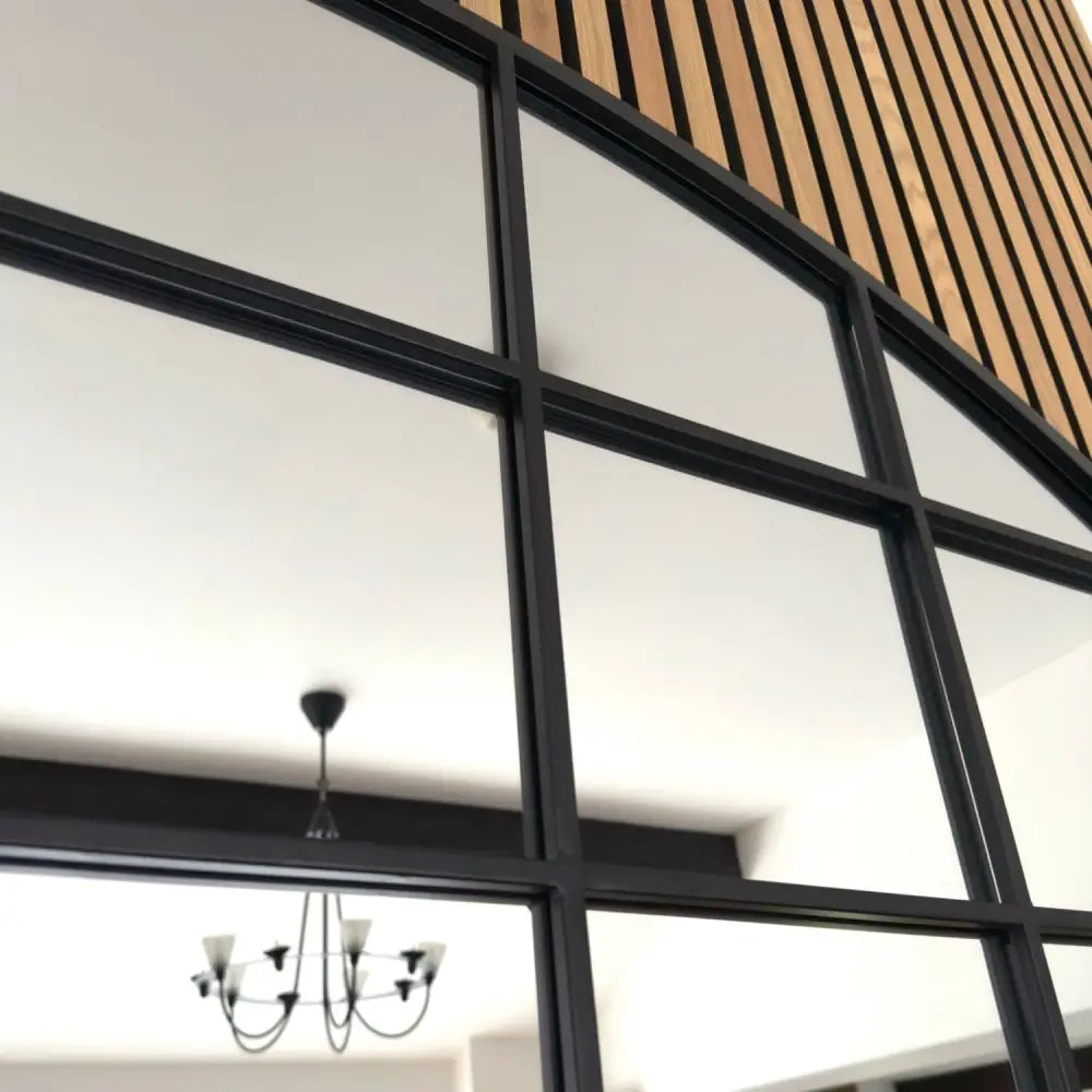 Tomi - Black Metal Arched Lattice Window Mirror - 95cm x 120cm - Mirror