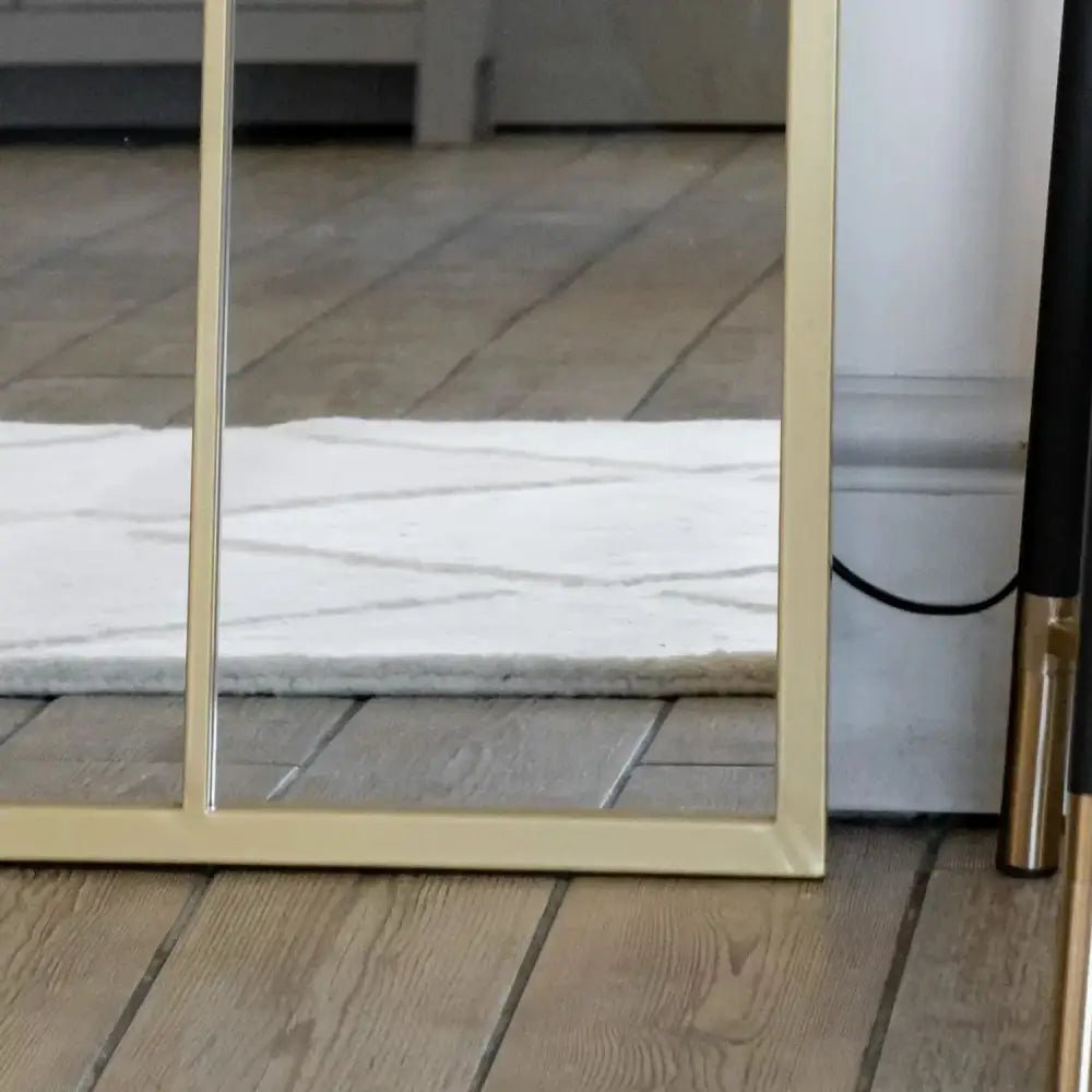 Tomi - Full Length Gold Metal Arched Lattice Window Mirror - 150cm x 60cm. - Mirror