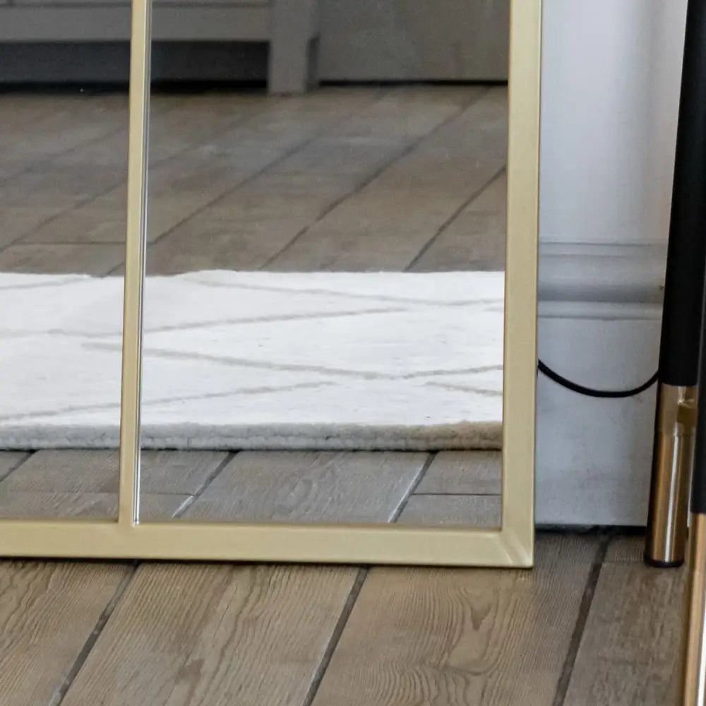 Tomi - Full Length Gold Metal Arched Lattice Window Mirror - 180cm x 105cm. - Mirror