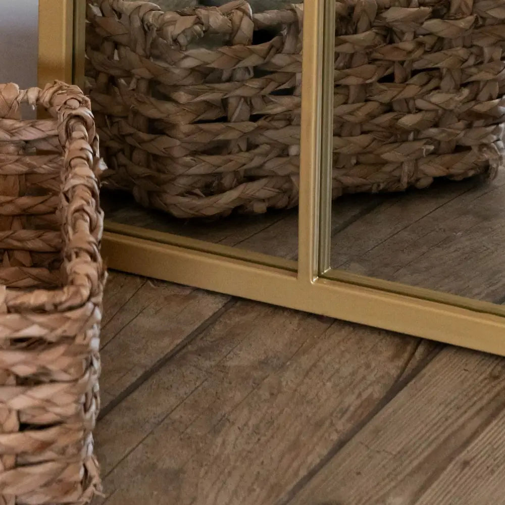 Tomi - Full Length Gold Metal Arched Lattice Window Mirror - 180cm x 90cm - Mirror