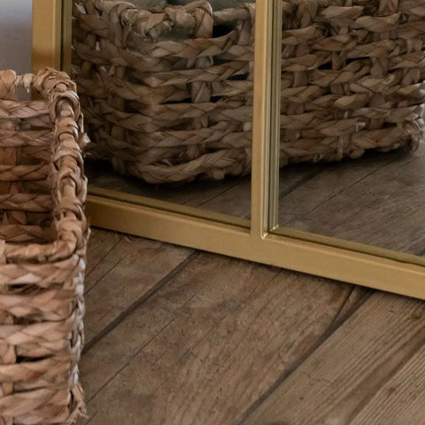 Tomi - Full Length Gold Metal Arched Lattice Window Mirror - 180cm x 90cm - Mirror