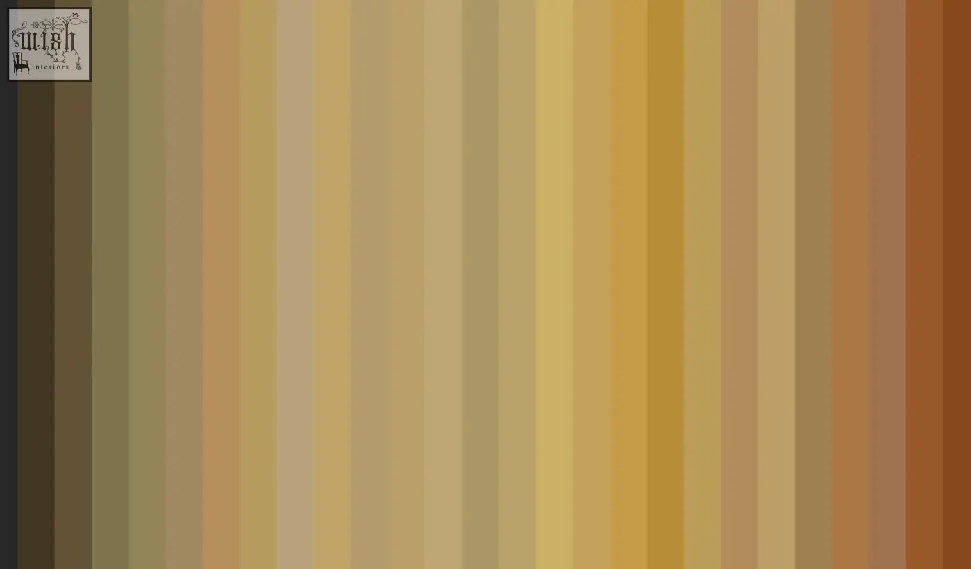 Tonal stripe wallpaper in warm ochre colour ways featuring vertical stripes from deep brown to soft yellow and orange