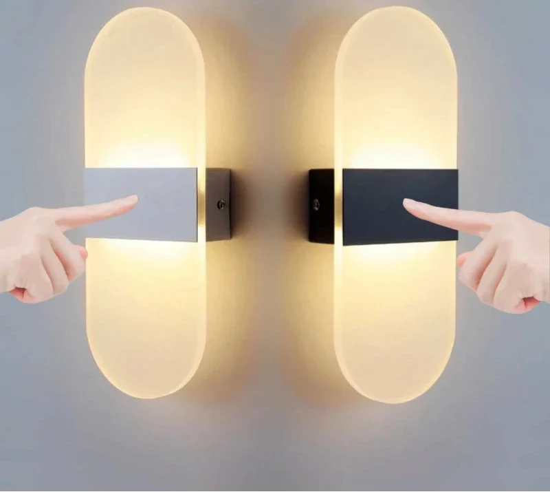Modern usb rechargeable touch sensor wall light with matte black accents and frosted glass acrylic sconce