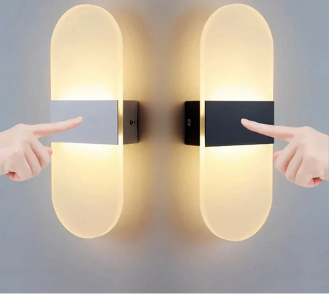 Modern usb rechargeable touch sensor wall light with matte black accents and frosted glass acrylic sconce