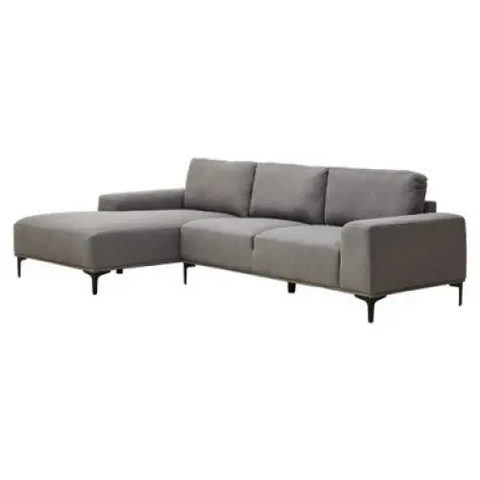 Toulon 3 Seat Grey Fabric Left Chaise Sofa - Chaise Lounge