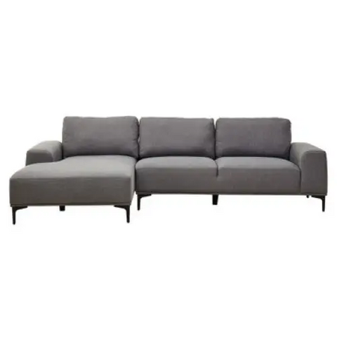 Toulon 3 Seat Grey Fabric Left Chaise Sofa - Chaise Lounge
