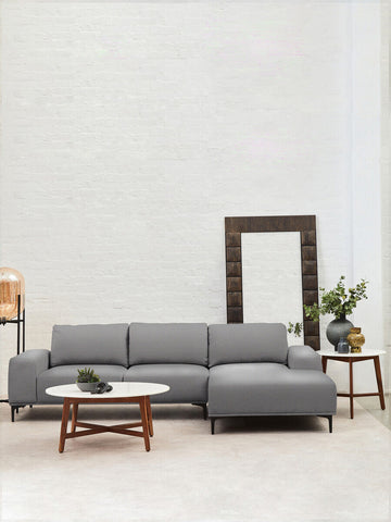 Toulon 3 Seat Grey Fabric Right Chaise Sofa
