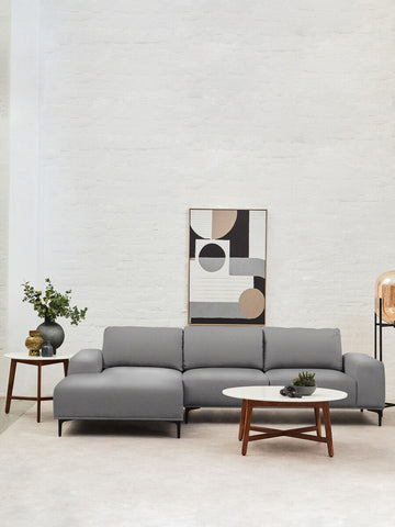 Toulon 3 Seat Grey Fabric Right Chaise Sofa