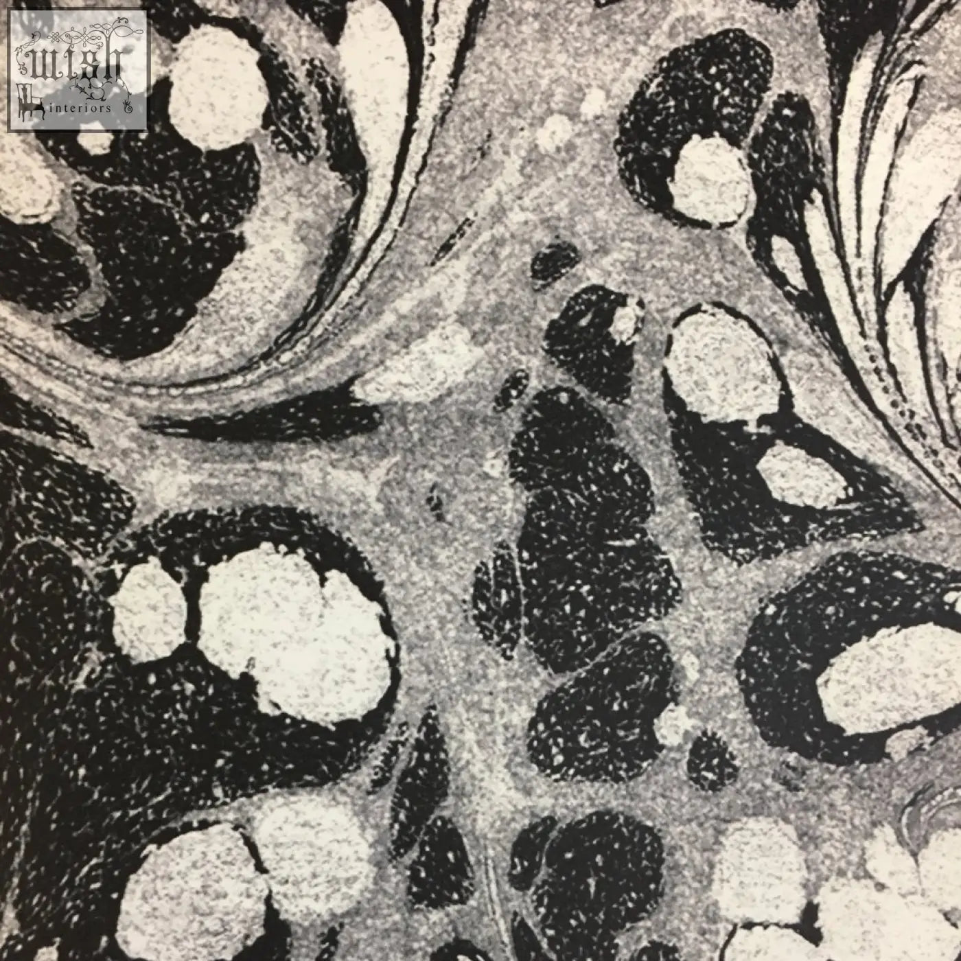 Black and white marbled tourmaline wallpaper with swirling organic shapes check shipping times for availability