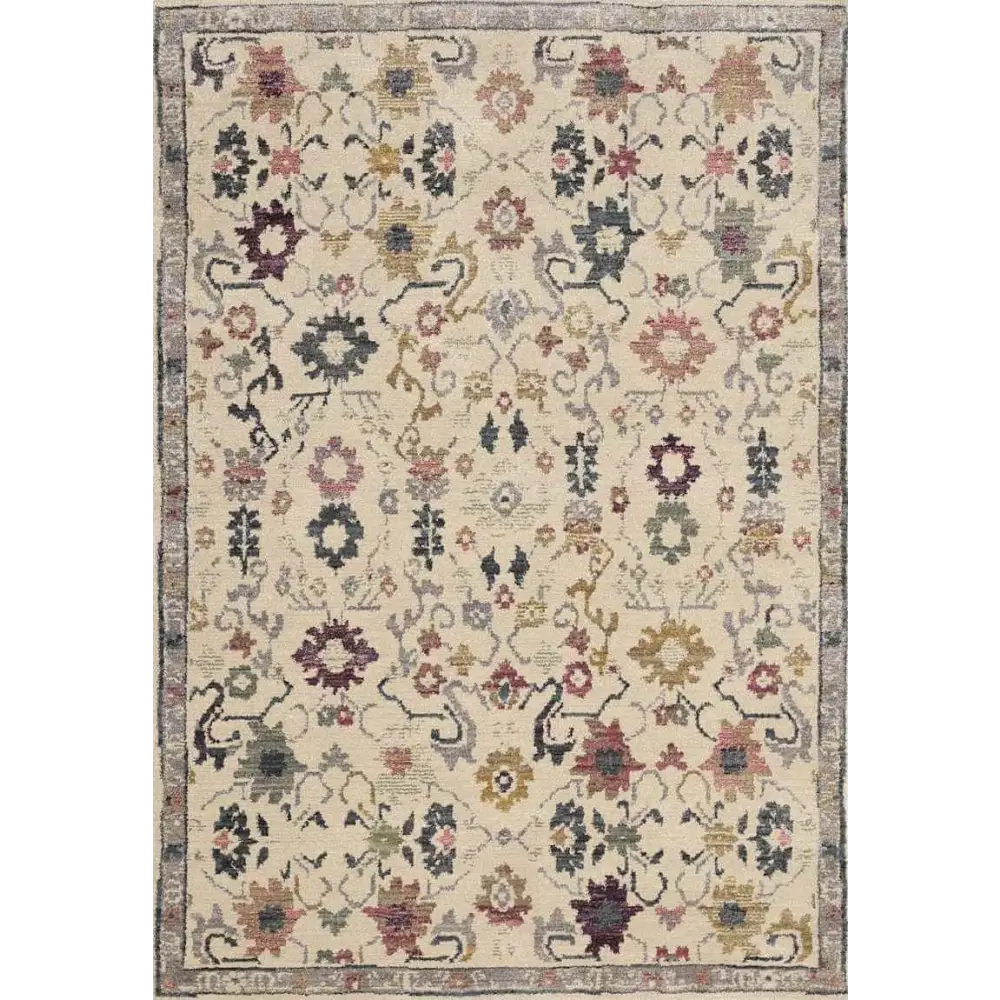 Traditional Floral Vintage Rug – Grey Blue & Beige Elegance - 120X180 cm / Beige - Rugs