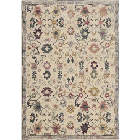 Traditional Floral Vintage Rug – Grey Blue & Beige Elegance - 120X180 cm / Beige - Rugs