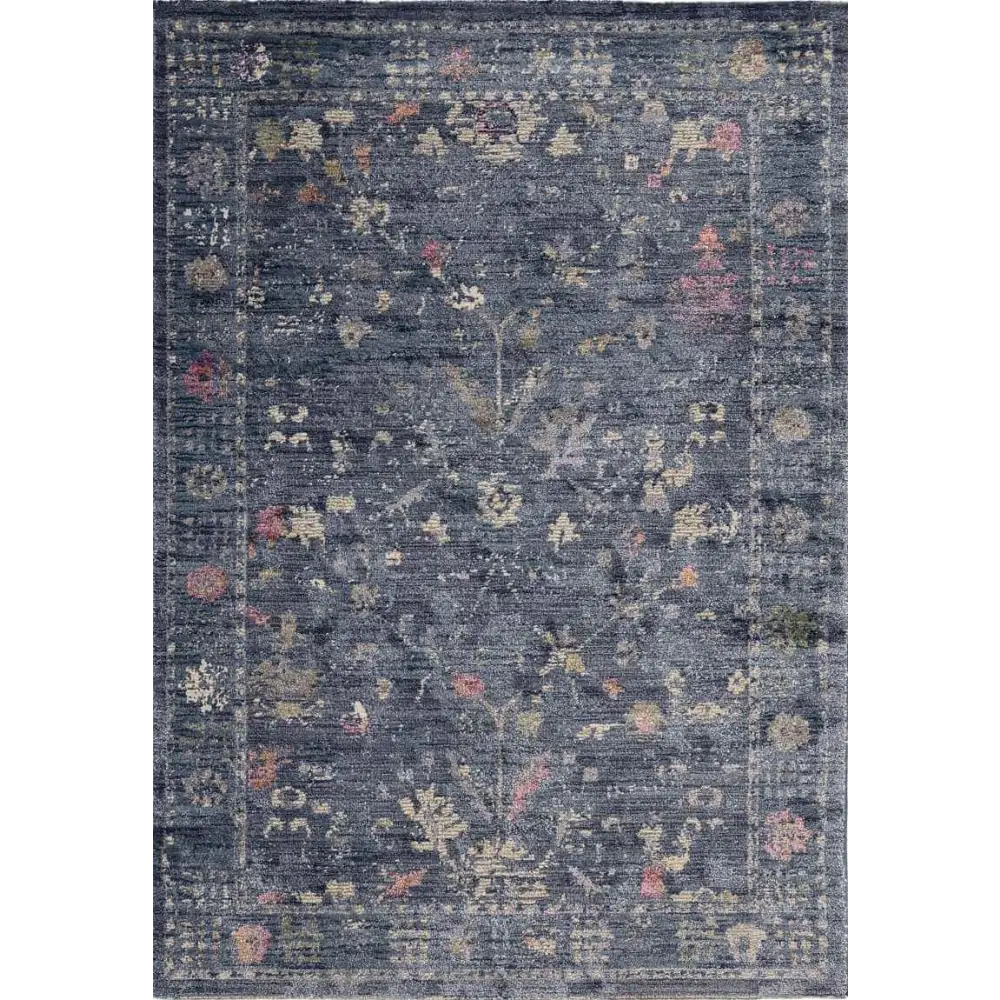 Traditional Floral Vintage Rug – Grey Blue & Beige Elegance - 120X180 cm / Blue - Rugs