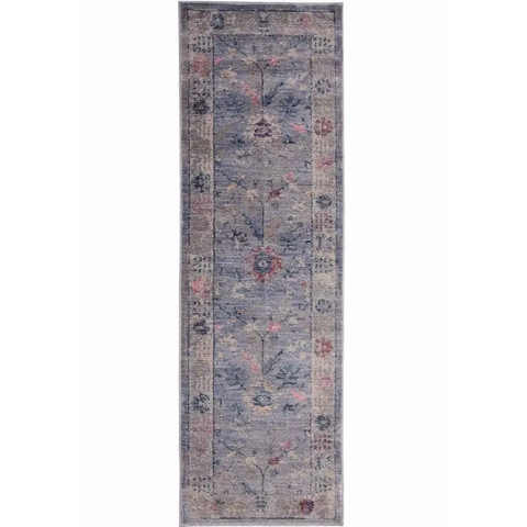 Traditional Floral Vintage Rug – Grey Blue & Beige Elegance - 68X235 cm / Grey - Rugs