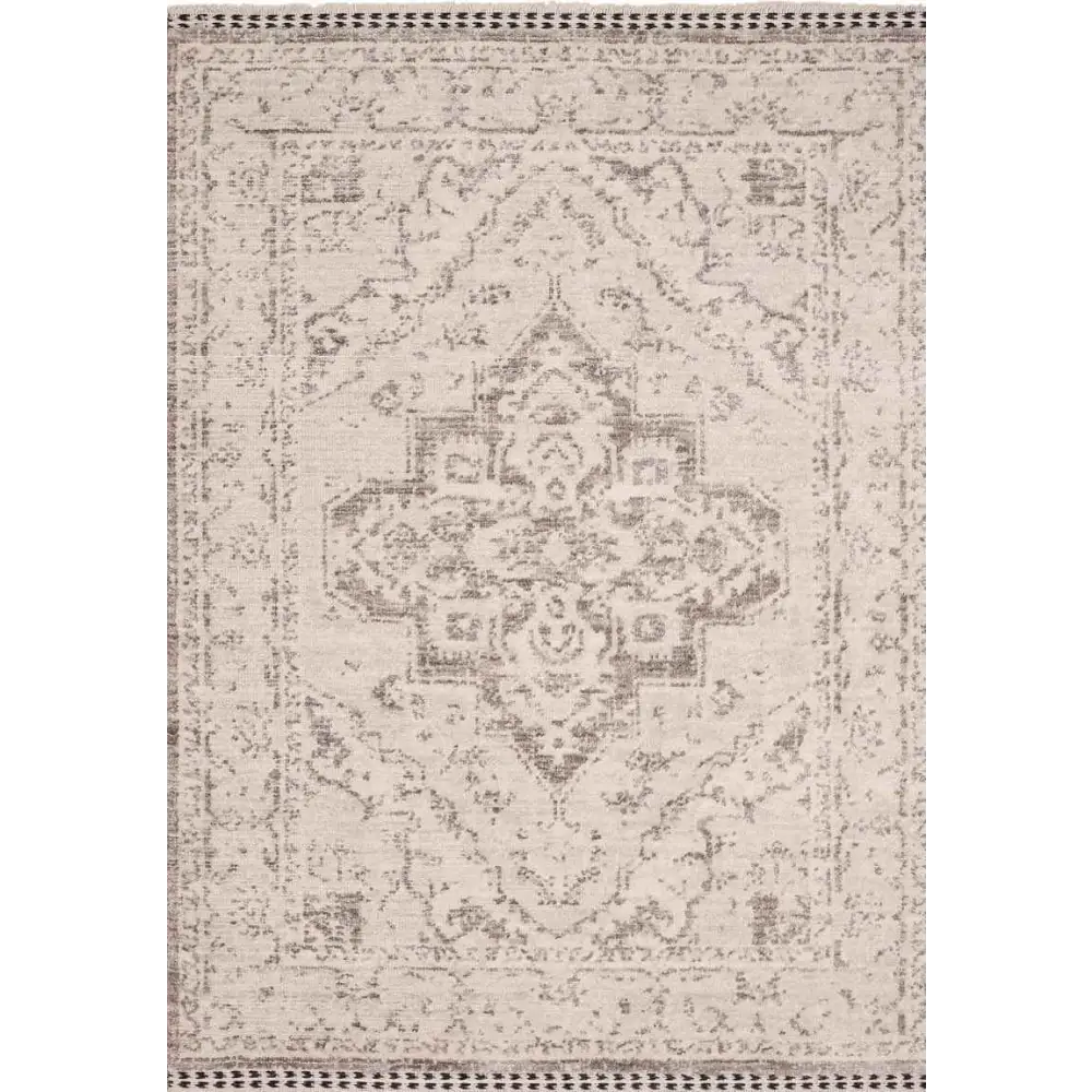 Traditional Medallion Vintage Rug with Cotton Fringe - 120X170 cm / Beige - Rugs