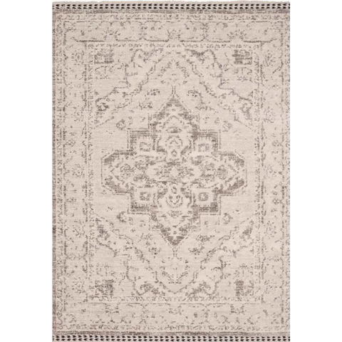 Traditional Medallion Vintage Rug with Cotton Fringe - 120X170 cm / Beige - Rugs