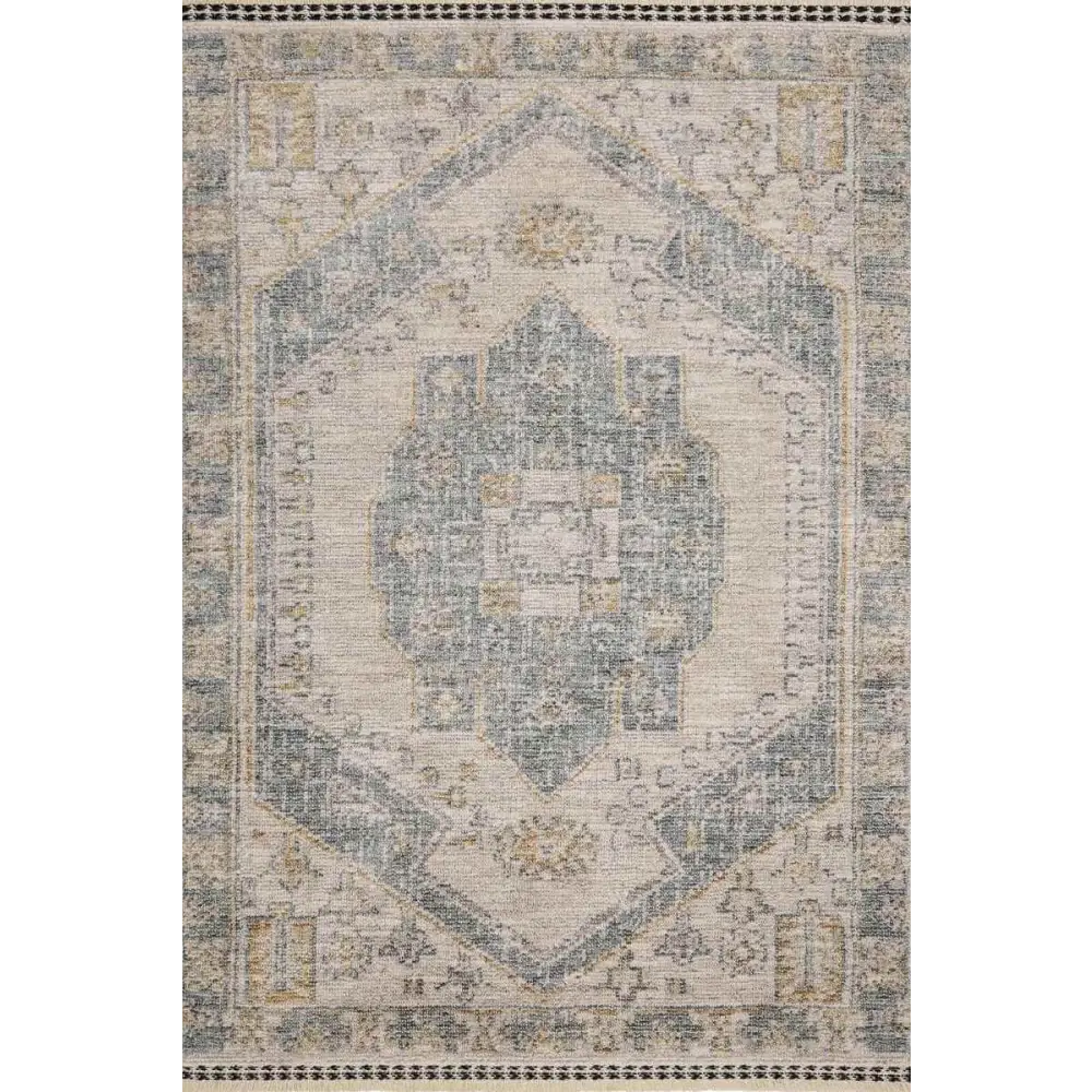 Traditional Medallion Vintage Rug with Cotton Fringe - 120X170 cm / Blue - Rugs