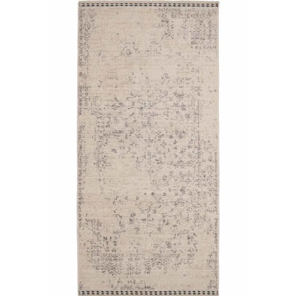 Traditional Medallion Vintage Rug with Cotton Fringe - 80X200 cm / Cream - Rugs