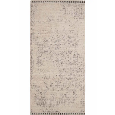 Traditional Medallion Vintage Rug with Cotton Fringe - 80X200 cm / Cream - Rugs