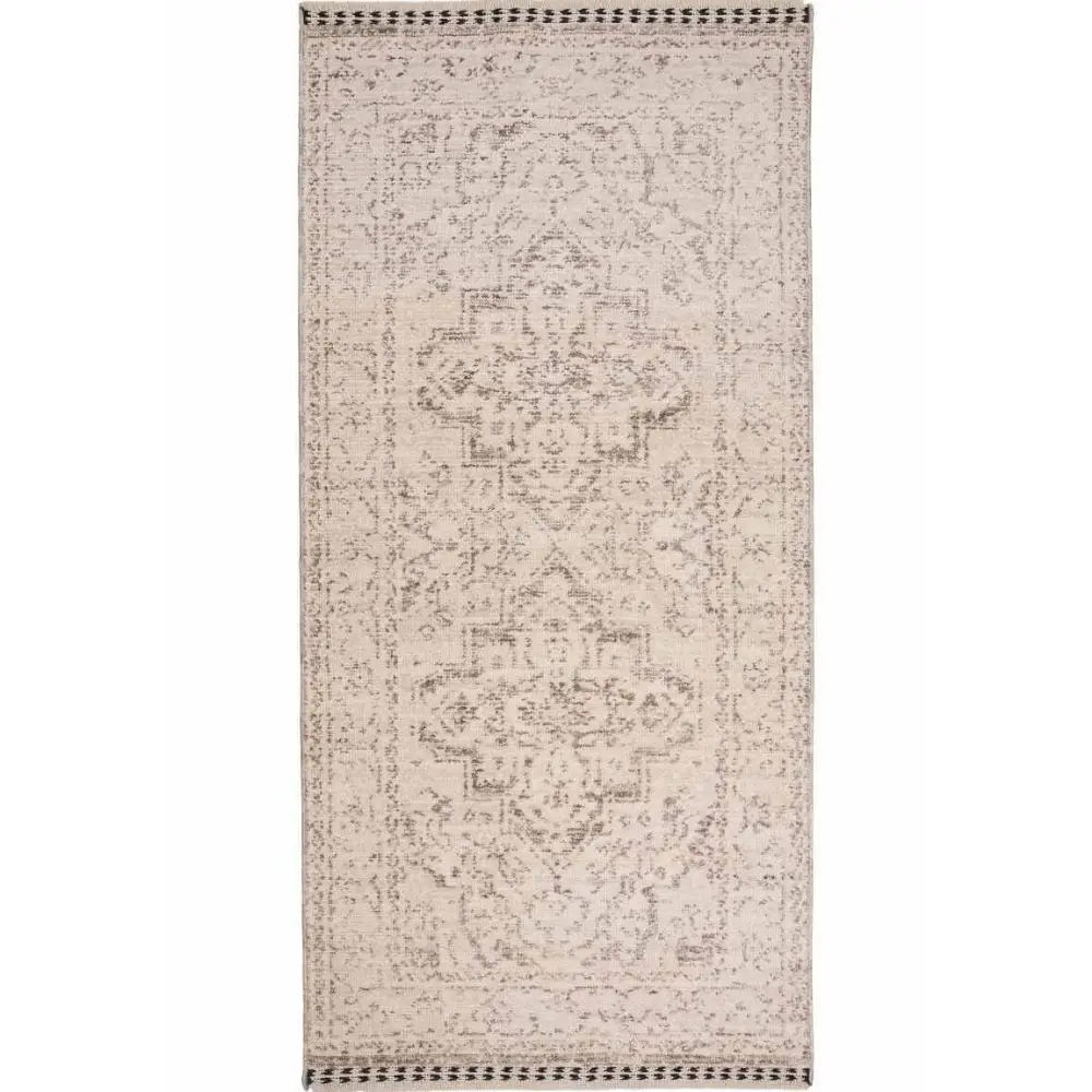 Traditional Medallion Vintage Rug with Cotton Fringe - 80X200 cm / Beige - Rugs