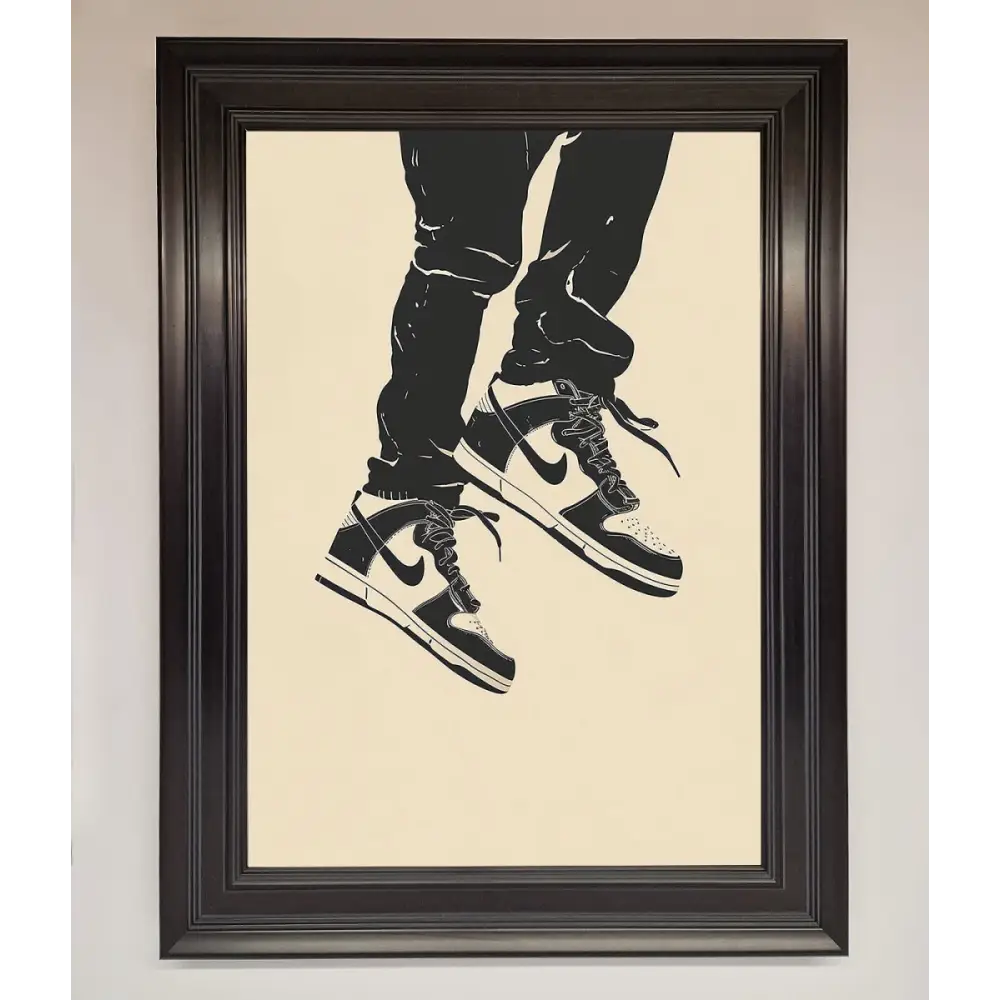 Trainers Bouncing Framed Wall Art - A1 (59.4 x 84.1 cm) / Matt Black - Framed Print